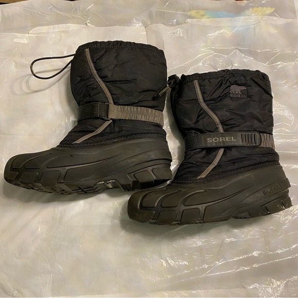 Sorel boots nylon waterproof Black w/gray trim SZ 6 Worn 1X - Picture 13 of 15